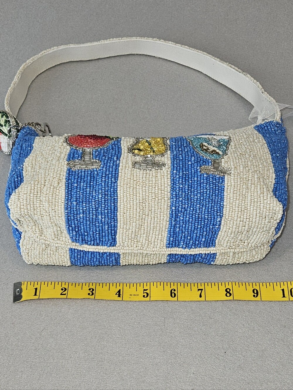 NWT Viral Beaded Cocktail Shoulder Bag with Matching Beaded Cocktail Purse Charm - Picture 11 of 16